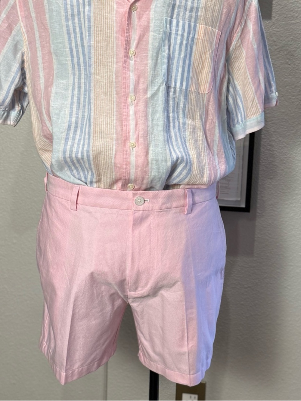 Brooks Brothers Men's Pink Oxford Cloth Short Suit 46R Blazer W38 Shorts - Picture 3 of 5